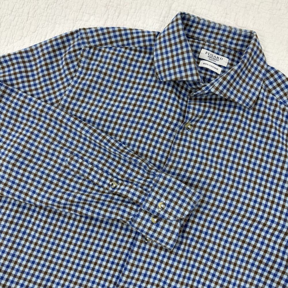 Fusaro Antonio Napoli Button Up Shirt Men 16/41 Geometric Casual Preppy